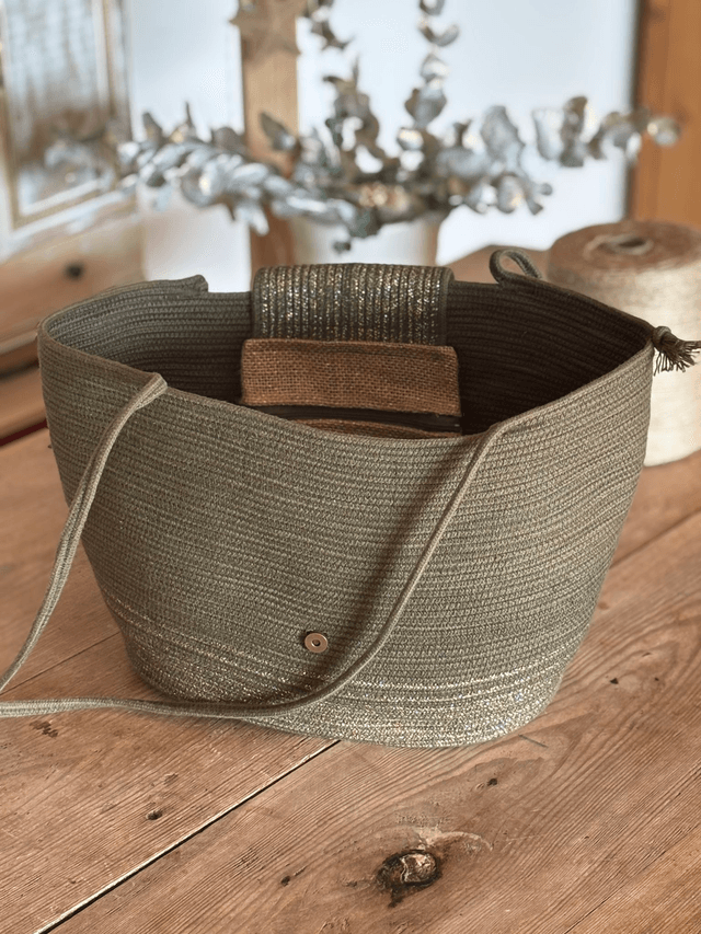 Sac cabas kaki doré grand format 