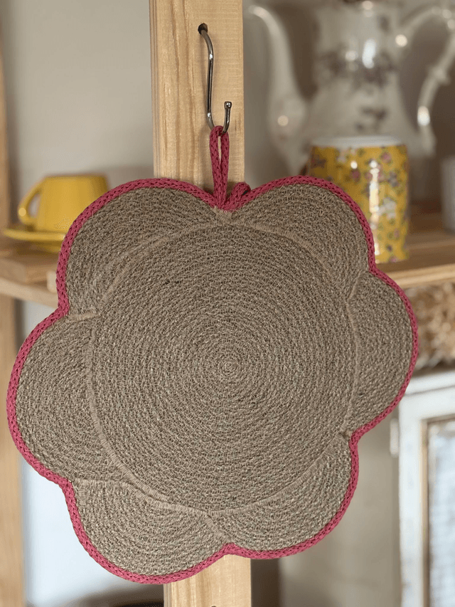 Dessous de plat décoratif tresse jute forme Fleur