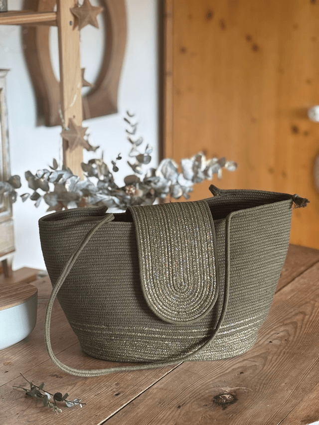 Sac cabas kaki doré grand format 
