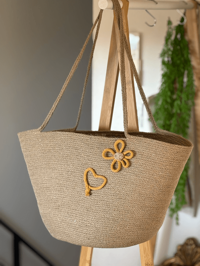 Sac cabas naturel grand format tresse jute