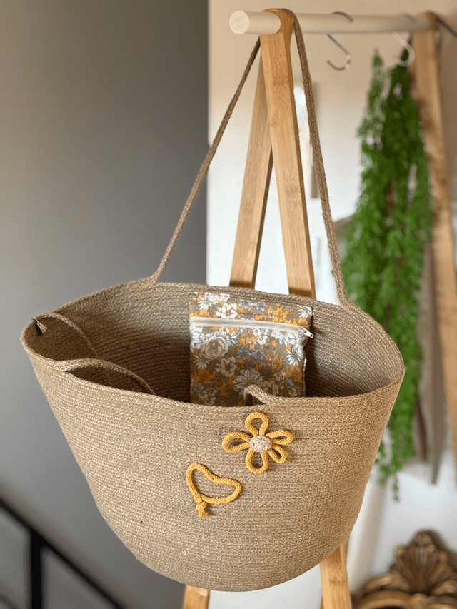 Sac cabas naturel grand format tresse jute