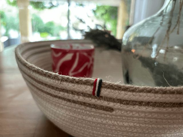 Panier décoratif coton écru & tresse jute