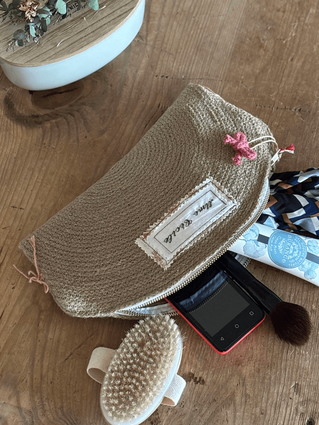 Trousse de beauté naturelle tresse jute