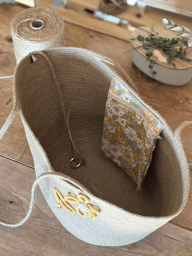 Sac cabas naturel grand format tresse jute
