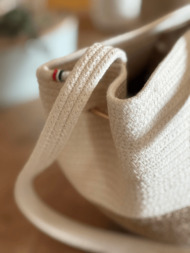 Sac à bandoulière format moyen tresse jute & coton écru